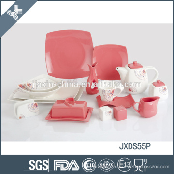 Fine porcelain competitive price durable beauty pink korean dinnerware